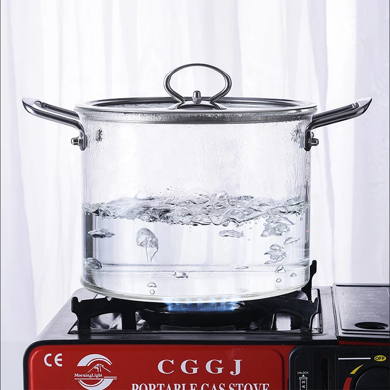 Custom Glass Soup Pot Heat Resistant Glass Cooking Pot