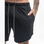 Custom High Quality Mens Polyester Fitness Gym Running Sweat Shorts With Zipper Pocket