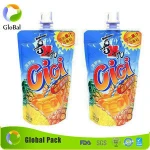 Custom laminated stand up pouches baby food bag ziplock reusable drink spout pouch with Nozzle for Juice Clear