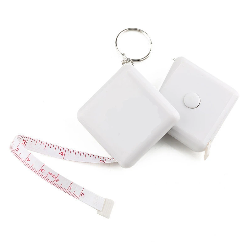 Custom logo retractable tape measure 1.5M Square plastic soft tape measure mini small tape measure with key chain
