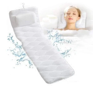 Custom Luxury Eco Friendly Non Slip Waterproof Mesh Tub Home Spa Full Body Bath Pillow With Suction Cups for Bathtub