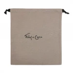 Custom Print Logo Eco Linen Fabric Pouch With Ribbon Promotion Gift Calico Cotton Double String Handbag Shoe Dust Drawstring Bag