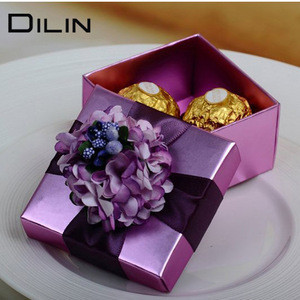 Buy Custom Shiny Gold Wedding Candy Packing Box Gift Box With Flower ...