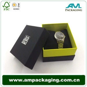 custom silver hot stamping logo cardboard packaging watch boxes wholesale with lid for men