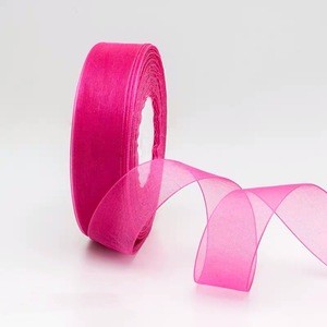 Custom Wide 2.5CM(1&quot;) Solid Color Pattern Sheer Organza Ribbon For Hats Gifts Decoration