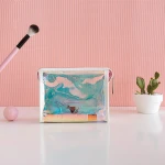 Custom zipper colorful transparent pvc cosmetic bag cases