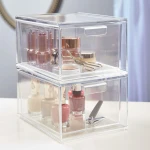 customized clear stackable plexiglass cosmetic storage box acrylic makeup drawer organizer