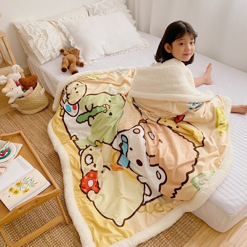 Cute Cartoon Printed Double-Layer Children&prime; S Blanket