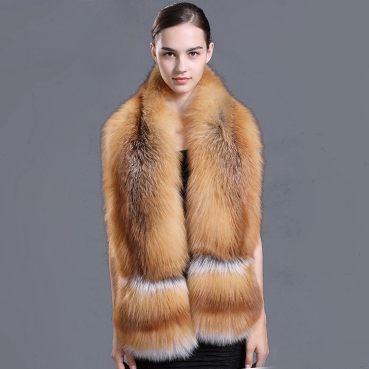 CX-B-20 Natural Color Luxury New Styles Women Fashion Long Stole Real Red Fox Fur Shawl Scarf