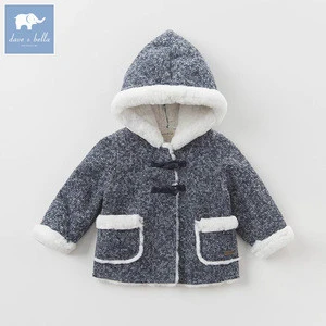 Dave Bella winter infant baby boys lovely Jackets toddler Hooded outerwear children hight quality coat DB5488