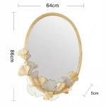 Decorative Mirror Elegant And Luxurious Oval Golden Metal Ginkgo Leaf Mirror Dressing Bedroom Mirror