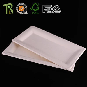 Disposable Biodegradable Sugarcane Bagasse Meat Packing Trays