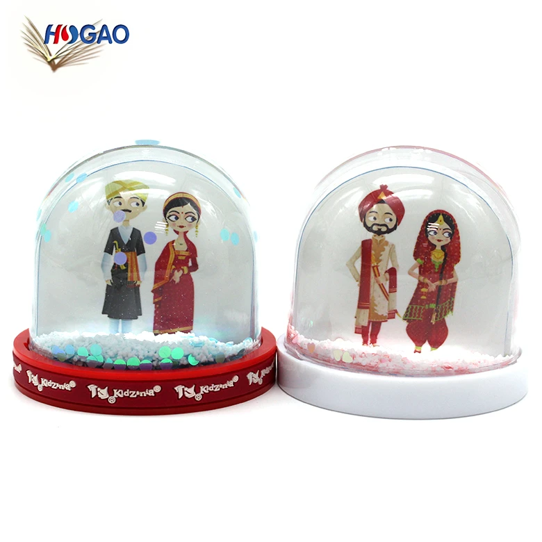 DIY special moments home decor couple snow globe mini glitter photo frame snow globe plastic water dome snow crystal ball