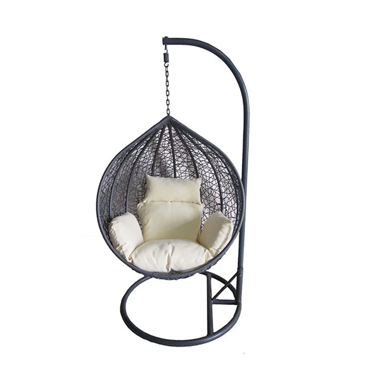 Double Seat Cheap Outdoor Furniture Garden Rattan Patio Egg Hanging Swing Chair with Cushion