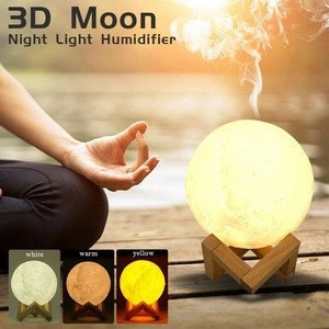 Drop Ship 880ML Ultrasonic Moon Air Humidifier Aroma Essential Oil Diffuser USB Mist Maker Humidificador with LED Night Lamp