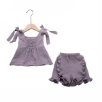 Dropshipping Baby Girls Clothing Newborn Dress Clothes Linen Floral Sleeveless Girl Dress + PP Pants 2Pcs Infant Clothing Sets