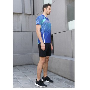 Dry Fit Breathable Turn Down Collar Printed Tennis Wear Men
