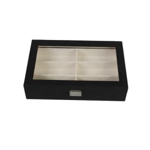 DS Wholesale Matt Black Wood Jewelry Storage Box Wooden Box Acrylic Lid