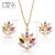 DTINA Peacock Costume Jewelry Sets Copper Cheap Necklace And Stud Earrings For Bride Wedding Party