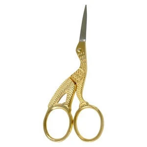 Duck style fency scissors with Gold Plated Finger Ring with high quality 2018