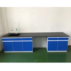EAPOND metal wood hybrid lab furniture modular lab cabinets chemistry lab bench with sink and faucet