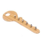 Eco-friendly   Bamboo Wooden Wall Mounted Hanging Key Shaped Storage Board Rack Hooks Bamboo Modern Key Holder