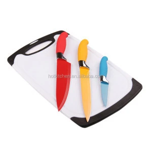 Eco-Friendly Non-Stick Coating 4pcs Kitchen Knives Set with PP Cutting Board HY-6016