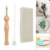Embroidery Pen Punch Needle+Cloth Set Wooden Handle Craft Tool for DIY Sewing Handmade DIY bold wool