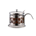Excellent Quality 2L Lid Stainless Steel Sugar Serving Spoon Glass Round Sugar Pot