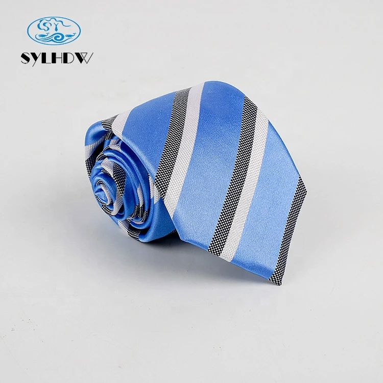 Factory direct 6 MOQ custom stripped tie detectable 100% silk woven tie