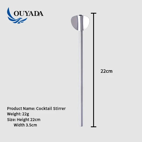 Factory Direct customable logo metal silver stainless steel reusable bar tools swizzle mixing barware drink cocktail stirrer