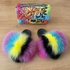 Factory Direct Wholesale real brown fur slipper Soft fox Fur Slides slippers