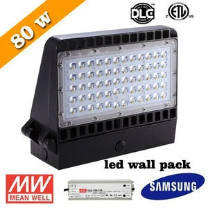 Factory price ETL DLC 80W led wall pack light Samsung LED MeanWell DRIVER 5 year warranty led outdoor wall lights
