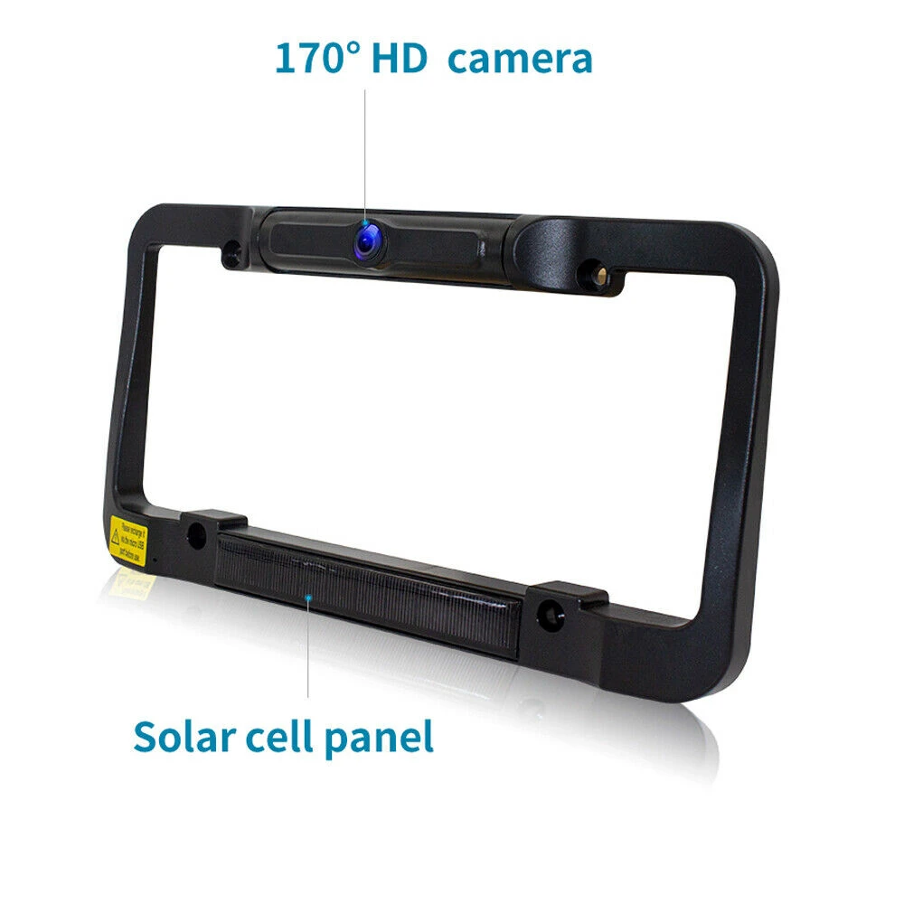 Factory supply Wireless Backup Rear View US Plate Frame solar car camera + 4.3" Monitor