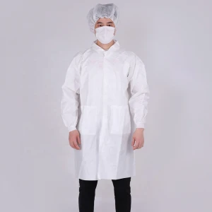 Factory Wholesale Breathable  Disposable Non-woven knitted cuff Lab Coat