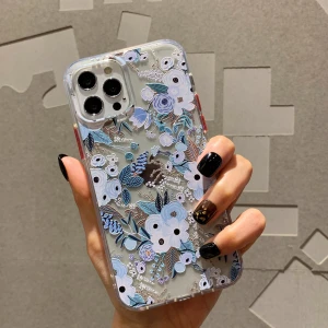 Factory Wholesale Price Transparent 2 In 1 Mobile Phone Case Pc+Tpu Acrylic Flower Cover  For iphone 11 12 promax 7/8 plus shell