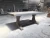 Import Farmhouse chunky rectangular reclaimed trestle wood concrete dining table from China