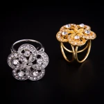 Fashion rhinestones flower three ring scarf buckle brooch dual simple shawl buckle ornaments
