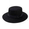 Fashion Stylish 100% Wool Felt Hat Ladies Wide Brim Fedora Plain Black Hat Wholesale
