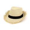 Fashion Summer Frayed Woven Lace Unisex Outdoor Plain Beach Sunblock Straw Hat