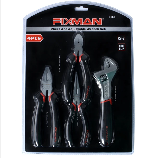 FIXMAN 4PC Blister Package Multitool Pliers  Adjustable Wrench and  Combination Plier Set