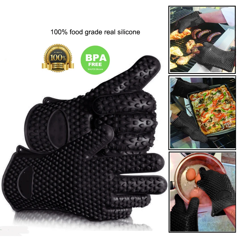 food grade Heat Resistant Silicone Kitchen barbecue oven glove Cooking BBQ Grill Glove Oven Mitt Baking glove