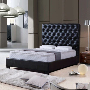 Foshan furniture velvet face tufted headboard king size hotel bedroom bed