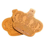 free sample DIY craft supplies Crown hand made PU leather labels for shoes bag leather badge handmade tags for leather craft accessories