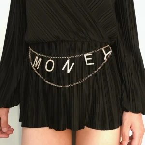 Fringed Waist Chain Women Simple Diamond Letter Pendant Body Chain Hollow MONEY Letter Skirt Metal Belt