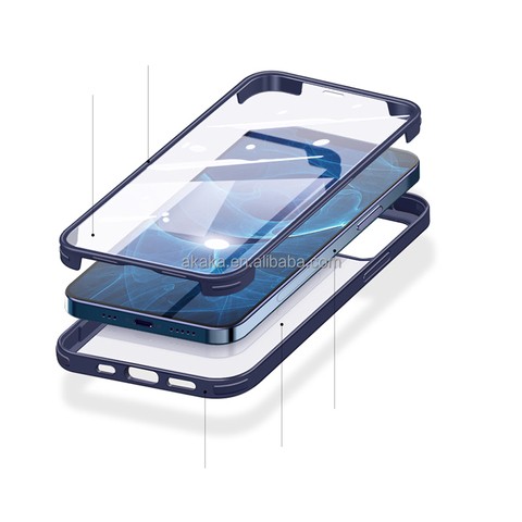 Full Body Protective Case with Built-in Glass Screen Protector, Transparent Protective Case for iphone 12