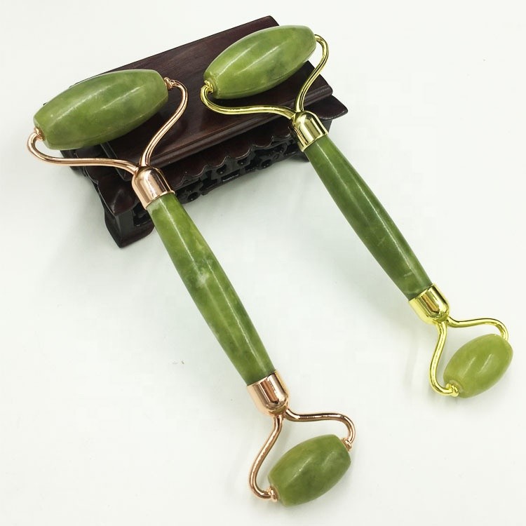 Gift 2019 New Arrival Zinc Alloy Metal Double Head carambola shape Jade Roller for Facial massage