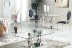 Glass dining room table 6 chairs set