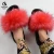Import hairy Hot selling 2021 raccoon fur slippers womens  slippers black fur slippers wholesale from China