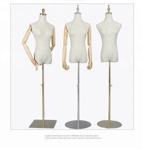 Half body male mannequin props cotton hemp cloth mannequin men fabric mannequin with solid arms